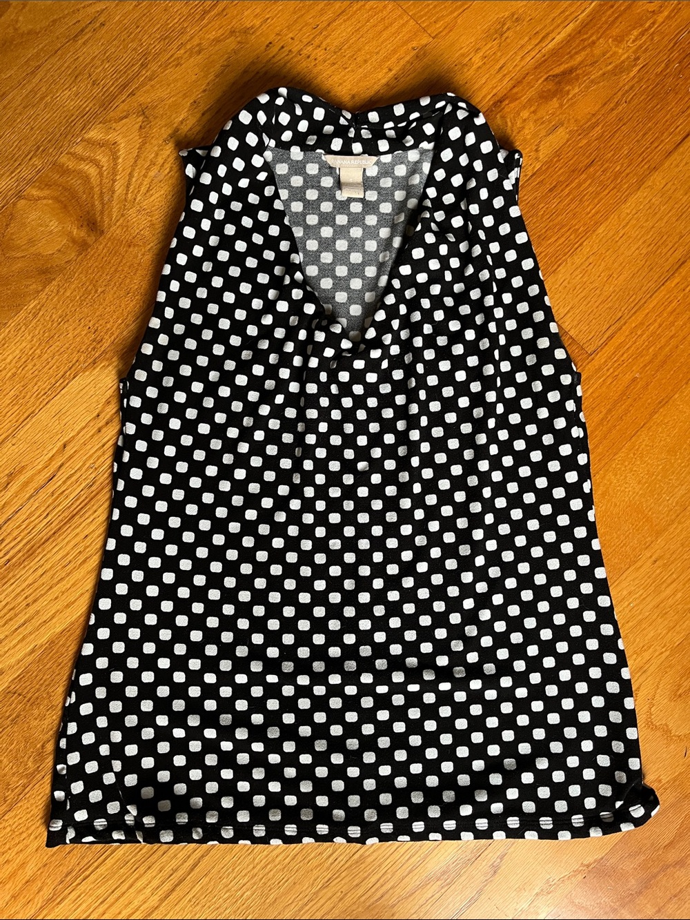 Sleeveless Black and White Polka Dot V-Neck top